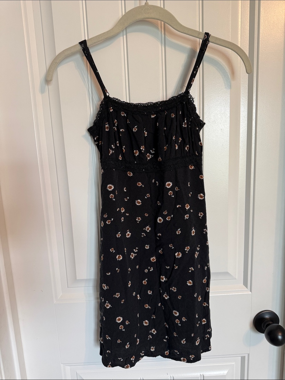 art class Black Floral Spaghetti Strap Casual Dress Sz 10/12 L